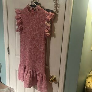 French Connection pink and white vine. Ella Verona craped dress size medium